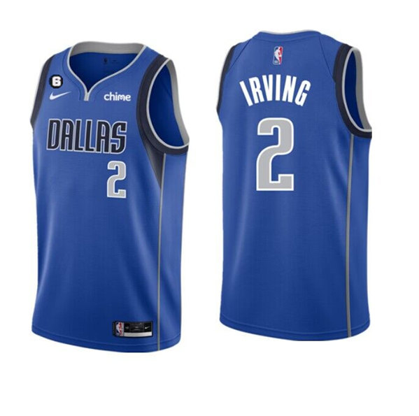 Mens Dallas Mavericks #2 Kyrie Irving Blue Icon Edition With NO.6 Patch Stitched Basketball Jersey->dallas mavericks->NBA Jersey